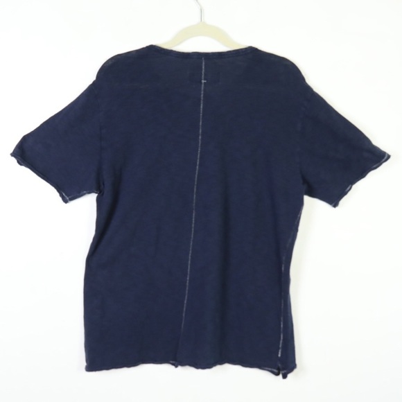 Rag & Bone Navy Blue Linen Cotton Blend Short  Sleeve Shirt - Picture 2 of 4